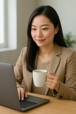 Người phụ nữ tự tin với hàng mày Microshading giúp tiết kiệm thời gian trang điểm mỗi ngày.