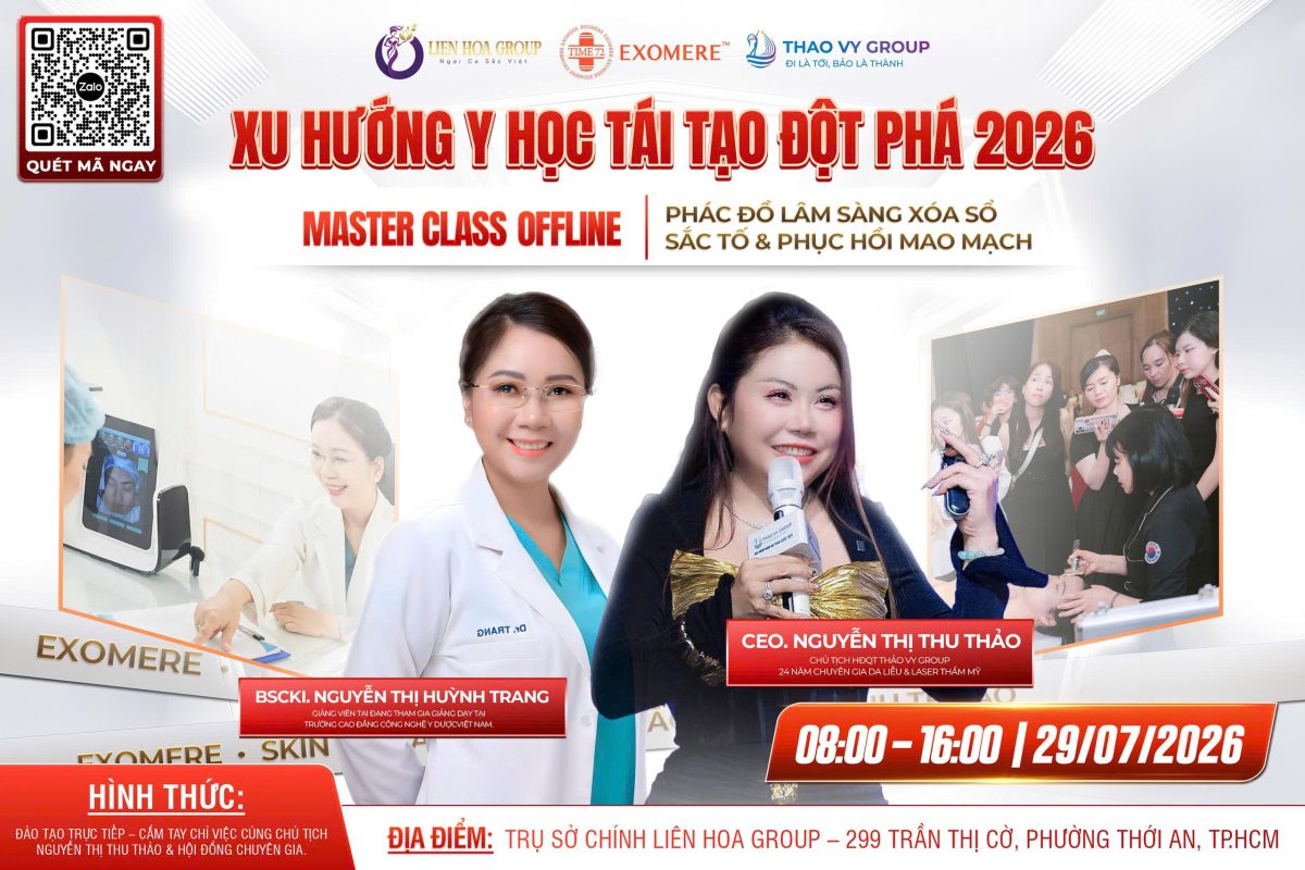 MASTERCLASS OFFLINE PHÁC ĐỒ SẮC TỐ VÀ PHỤC HỒI MAO MẠCH TẠI LIÊN HOA GROUP NGÀY 29/07/2026